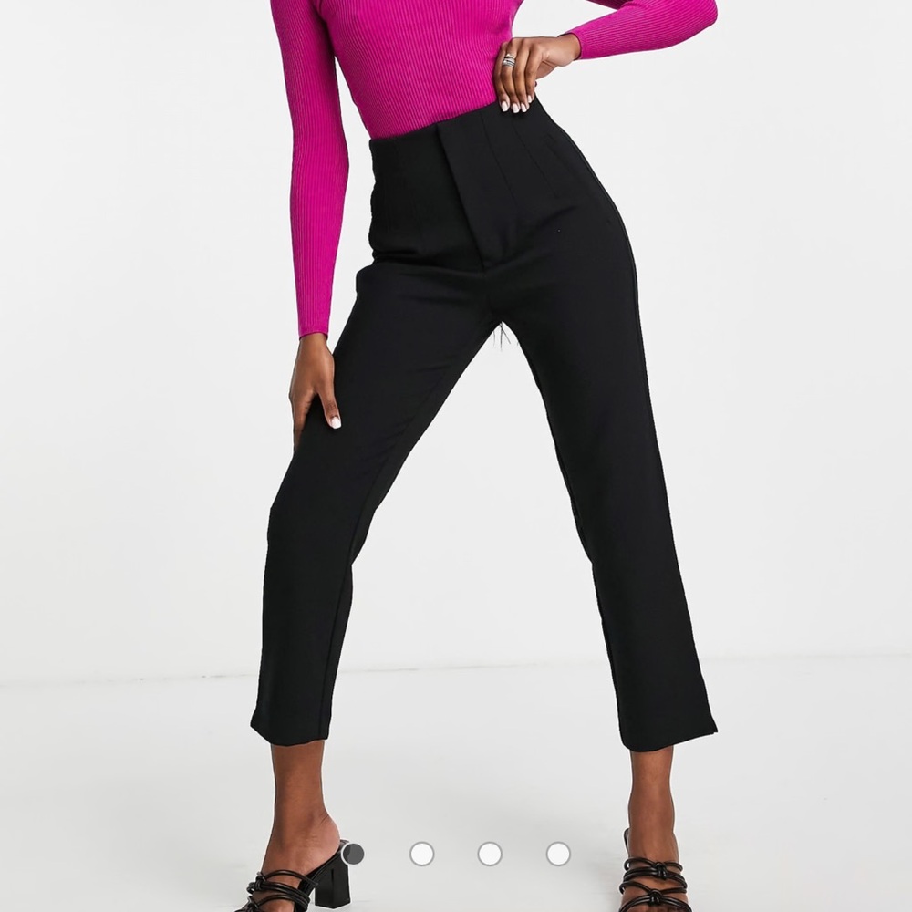 Stradivarius slim tailored pants in black